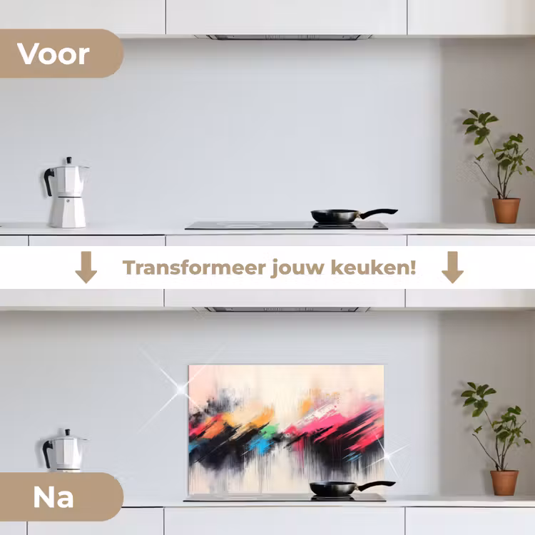 Spatscherm keuken - Dynamisch - Abstract - Kleurrijk - Zwart — 3