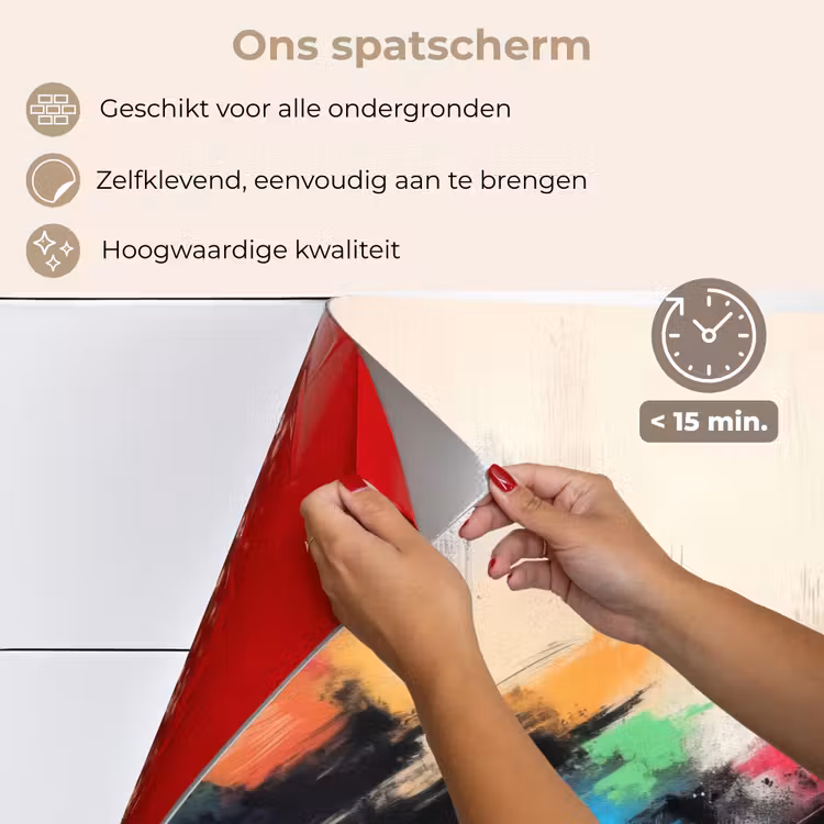 Spatscherm keuken - Dynamisch - Abstract - Kleurrijk - Zwart — 4