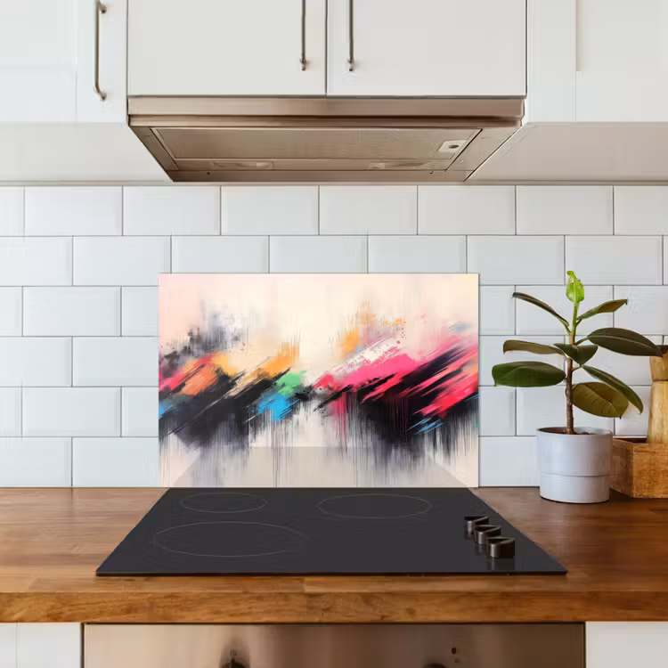 Spatscherm keuken - Dynamisch - Abstract - Kleurrijk - Zwart — 6