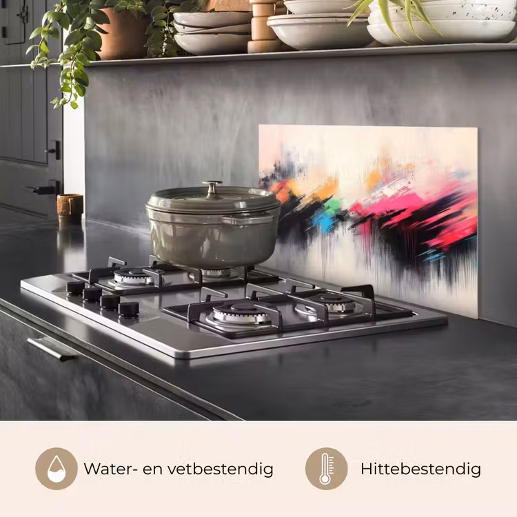 Spatscherm keuken - Dynamisch - Abstract - Kleurrijk - Zwart — 7