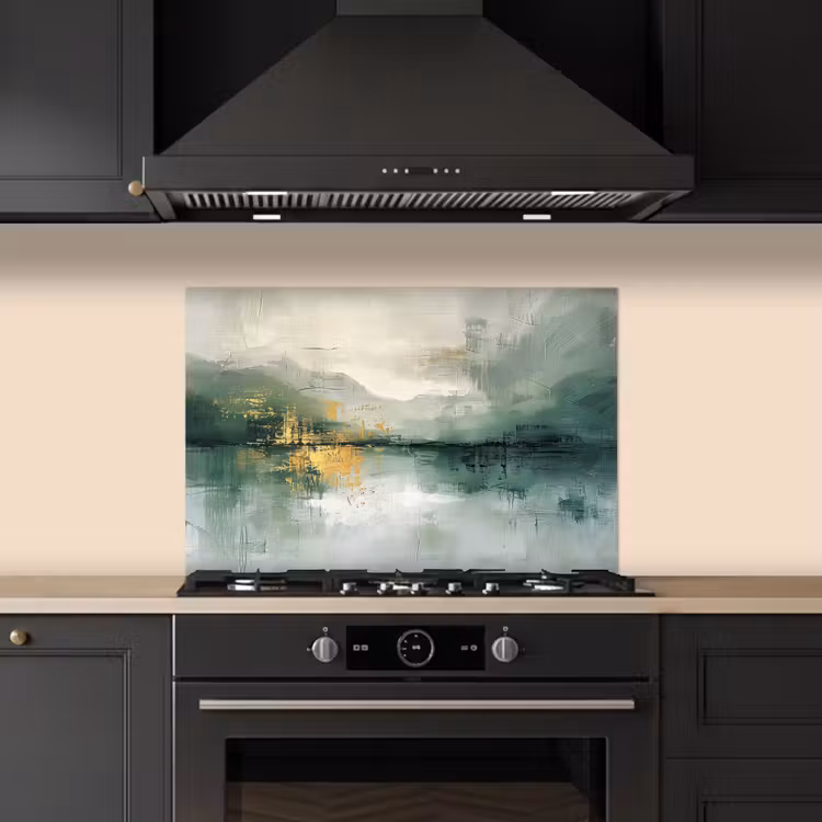 Spatscherm keuken - Groen - Modern - Abstract - Goud — 2