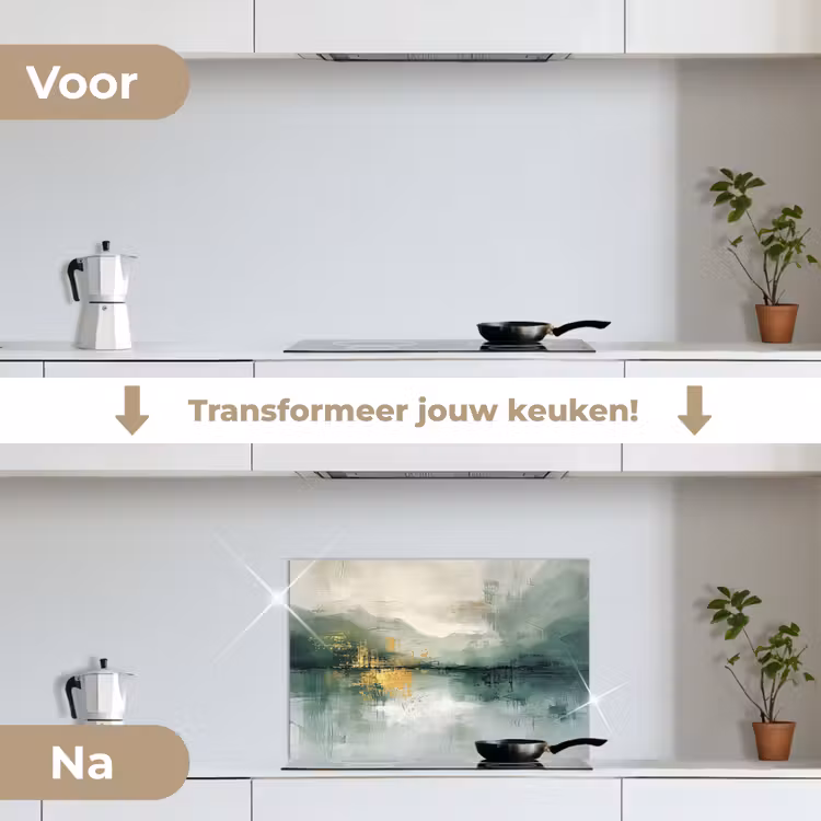 Spatscherm keuken - Groen - Modern - Abstract - Goud — 3
