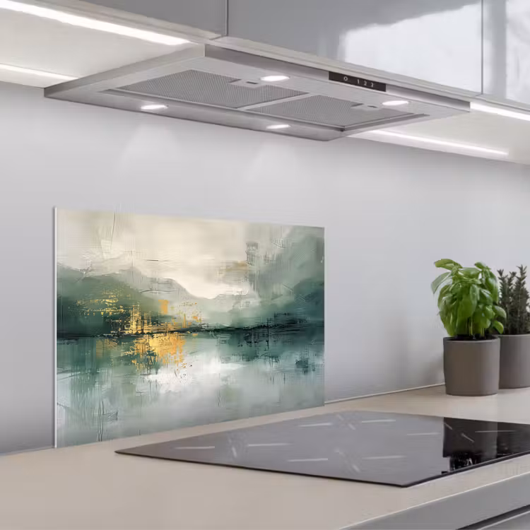 Spatscherm keuken - Groen - Modern - Abstract - Goud — 5