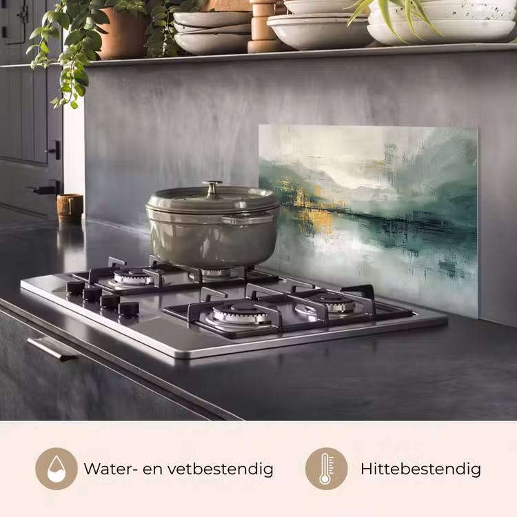 Spatscherm keuken - Groen - Modern - Abstract - Goud — 7