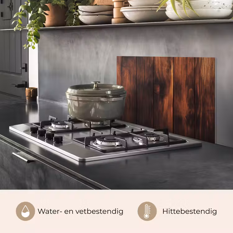 Spatscherm keuken - Hout - Planken - Vintage - Donkerbruin — 6