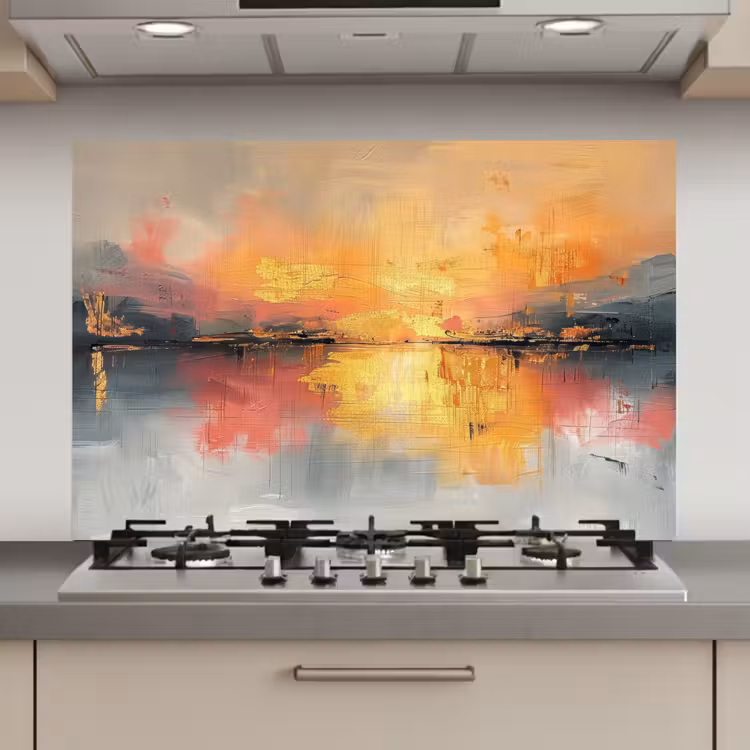 Spatscherm keuken - Modern - Abstract - Goud - Roze — 1