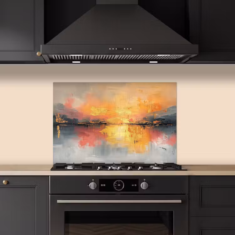 Spatscherm keuken - Modern - Abstract - Goud - Roze — 2