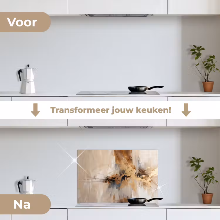 Spatscherm keuken - Modern - Bruin - Abstract - Beige — 3