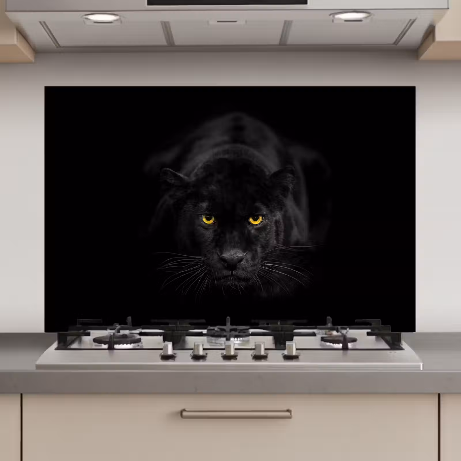 Spatscherm keuken - Panter - Dieren - Zwart - Ogen — 1