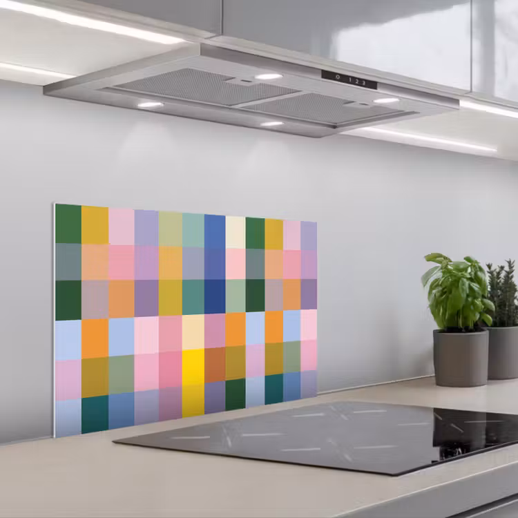 Spatscherm keuken - Blokken - Vierkant - Patroon - Gekleurd — 5