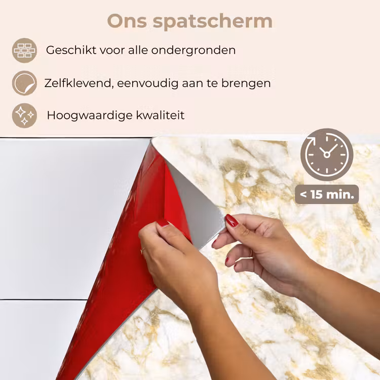 Spatscherm keuken - Goud - Licht - Nerf - Marmer — 4