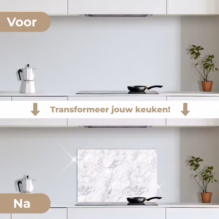 Spatscherm keuken - Klassiek - Marmer - Aders - Grijs — 3