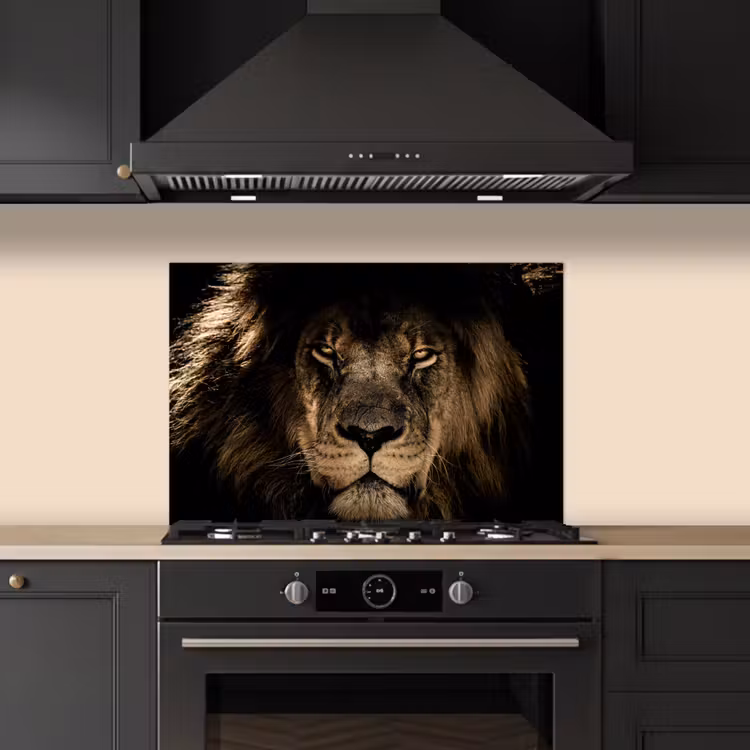Spatscherm keuken - Leeuw - Dieren - Zwart - Portret — 2