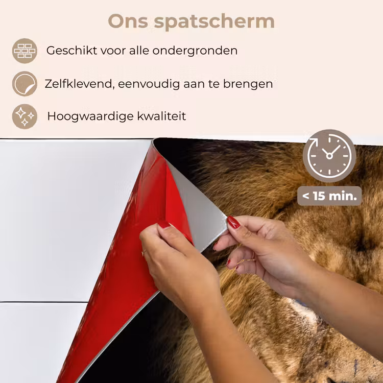 Spatscherm keuken - Leeuw - Portret - Zwart - Dieren — 4