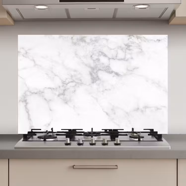 Spatscherm keuken - Marmer - Grijs - Wit - Marmerstructuur — 1