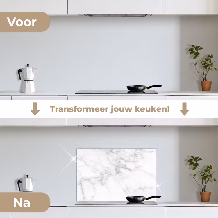 Spatscherm keuken - Marmer - Grijs - Wit - Marmerstructuur — 3