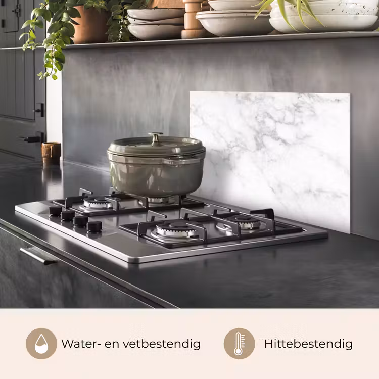 Spatscherm keuken - Marmer - Grijs - Wit - Marmerstructuur — 7