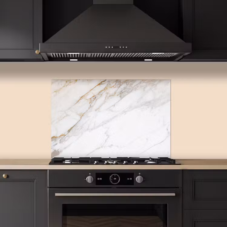 Spatscherm keuken - Marmer - Steen - Wit - Goud - Marmerlook - Steen - Luxe — 2