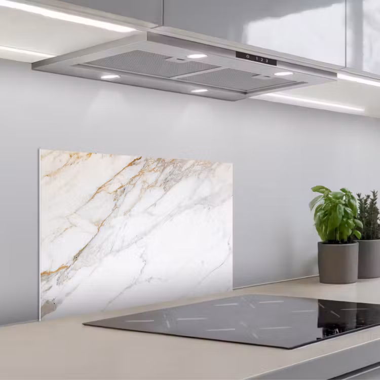 Spatscherm keuken - Marmer - Steen - Wit - Goud - Marmerlook - Steen - Luxe — 5