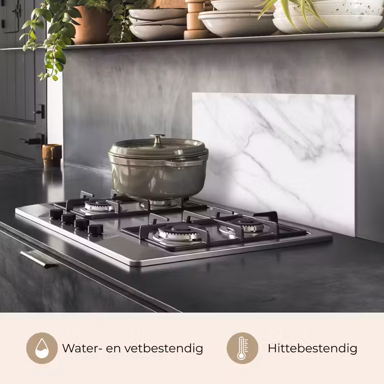 Spatscherm keuken - Marmer - Structuur - Wit - Grijs - Steen - Marmerlook — 7