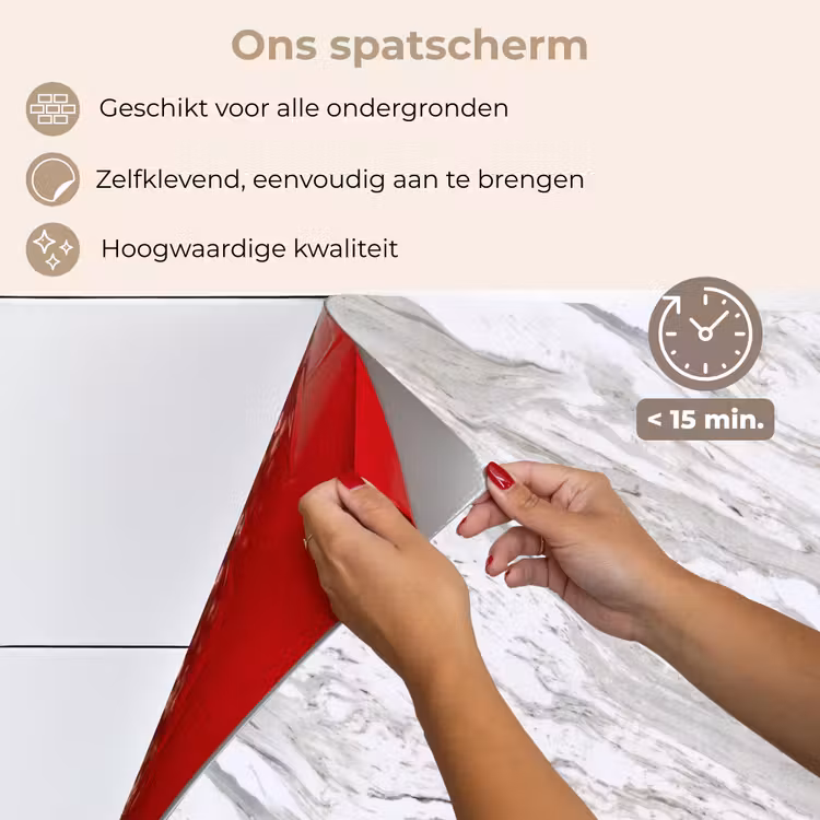 Spatscherm keuken - Marmer - Wit - Grijsgroen — 4
