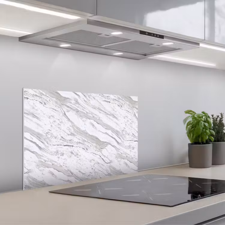 Spatscherm keuken - Marmer - Wit - Grijsgroen — 5