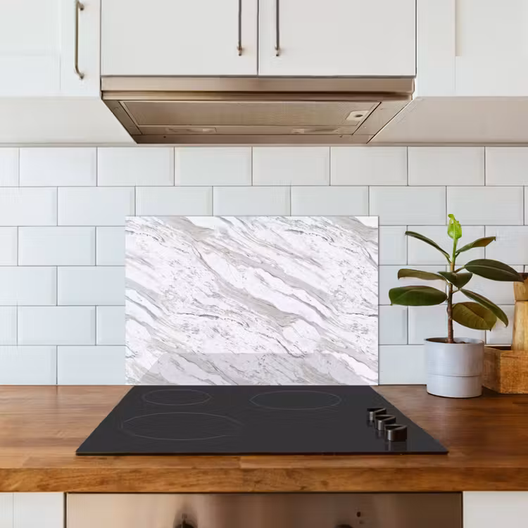 Spatscherm keuken - Marmer - Wit - Grijsgroen — 6