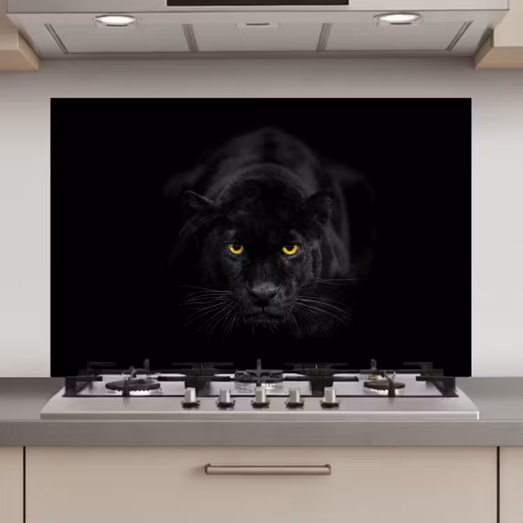 Spatscherm keuken - Panter - Dieren - Zwart - Ogen — 1