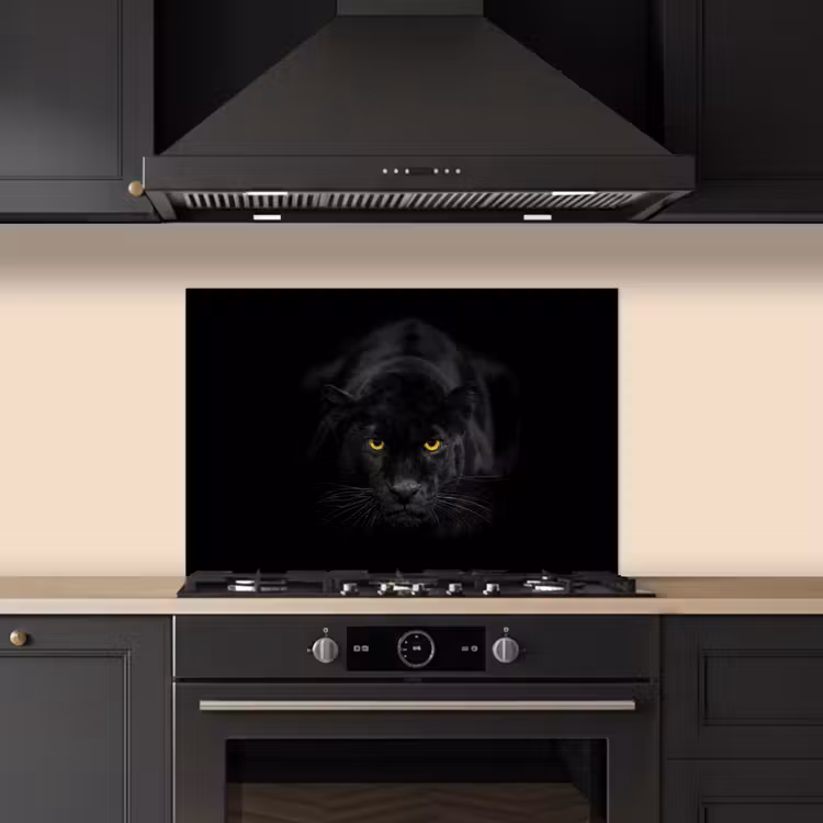 Spatscherm keuken - Panter - Dieren - Zwart - Ogen — 2