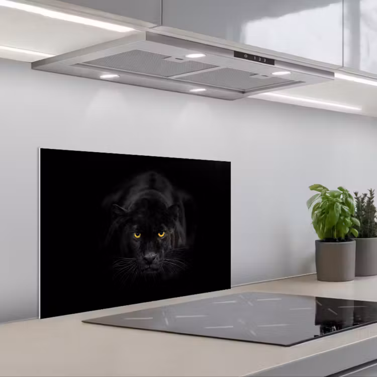 Spatscherm keuken - Panter - Dieren - Zwart - Ogen — 5