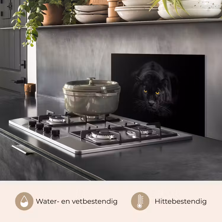 Spatscherm keuken - Panter - Dieren - Zwart - Ogen — 7