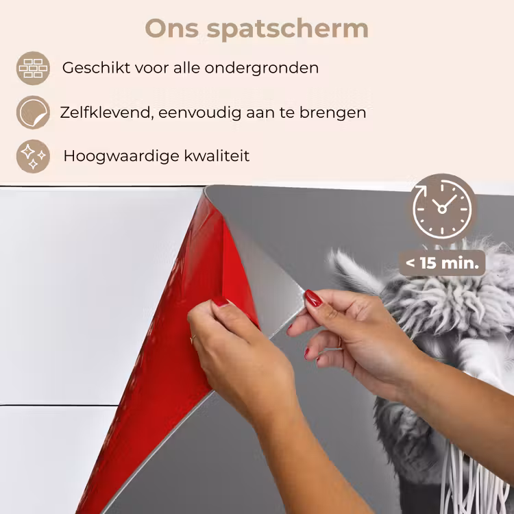 Spatscherm keuken - Alpaca - Pasta - Zwart - Wit - Grappig - Dieren — 4