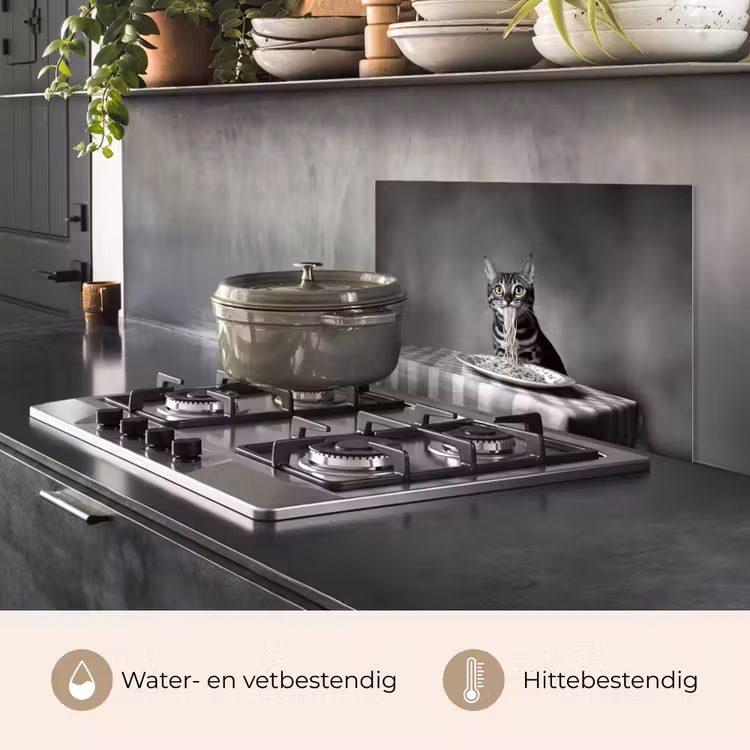 Spatscherm keuken - Bengaal - Kat - Tafelkleed - Zwart - Wit - Dier — 7