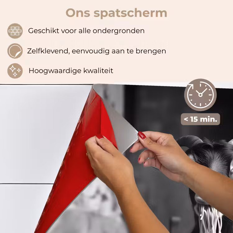 Spatscherm keuken - Geit - Bord - Spaghetti - Zwart Wit — 4