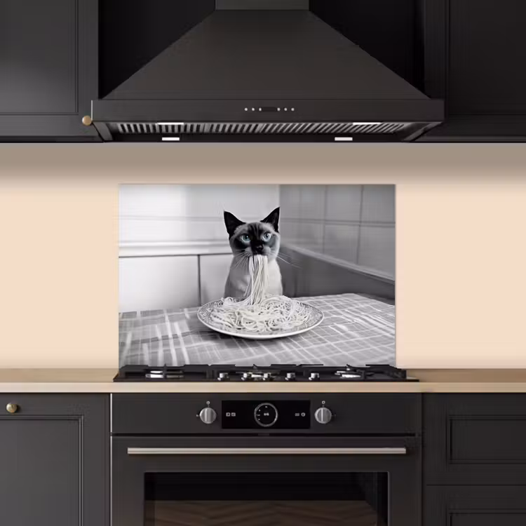 Spatscherm keuken - Kat - Siamees - Zwart Wit - Schattig - Dieren — 2