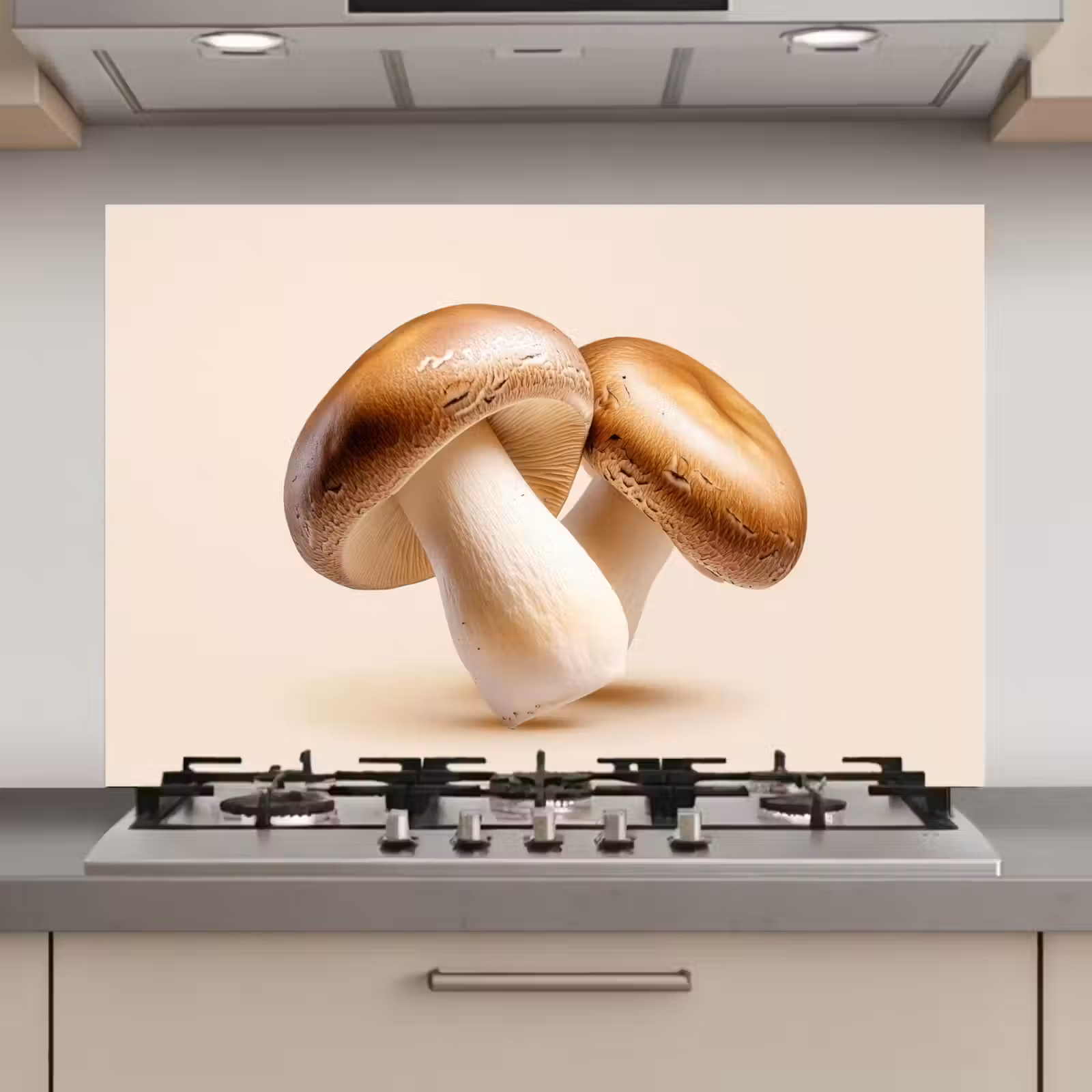 Spatscherm keuken - Champignons - Zacht - Beige — 1