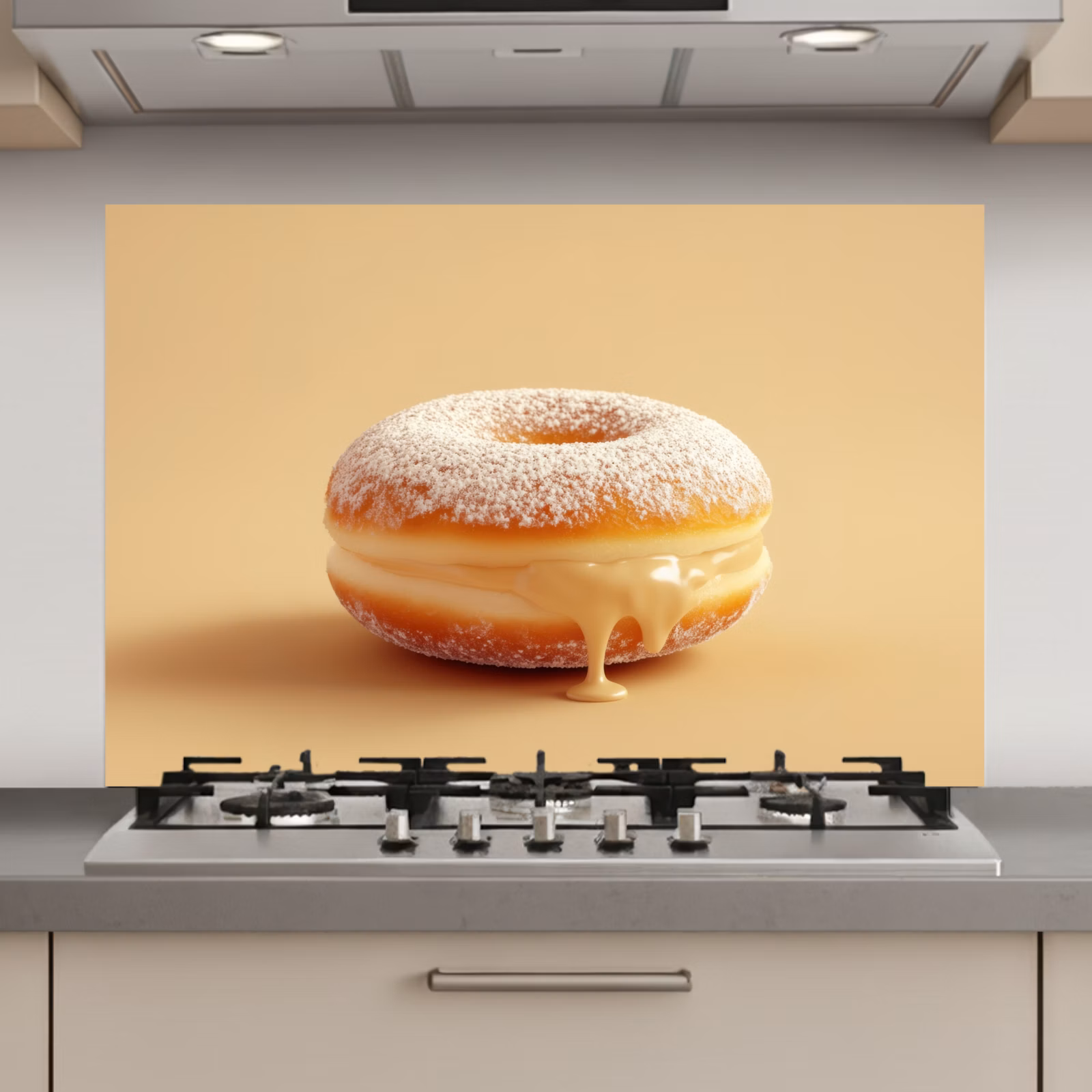 Spatscherm keuken - Donut - Romig - Poedersuiker - Beige — 1