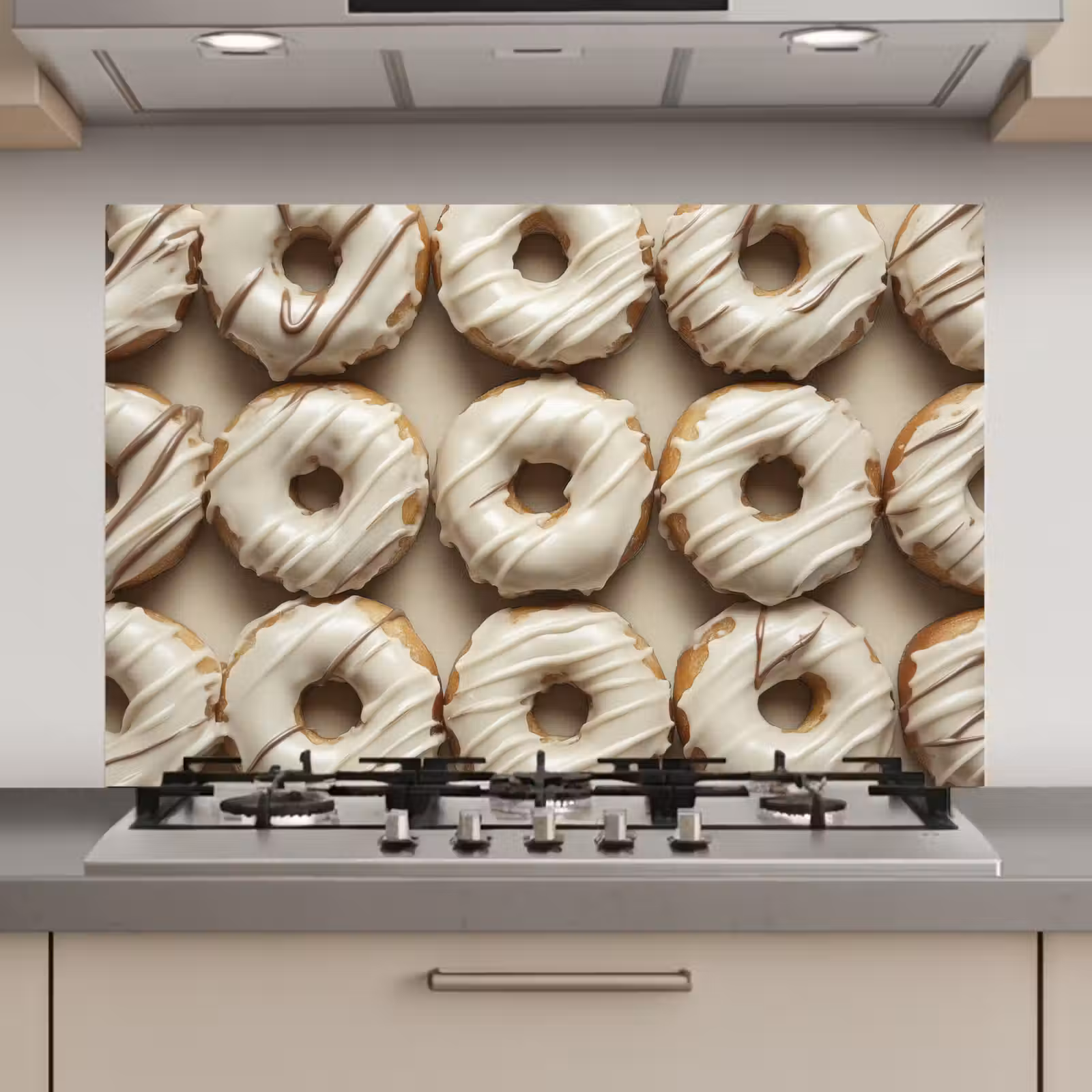 Spatscherm keuken - Donuts - Chocolade - Wit - Beige — 1