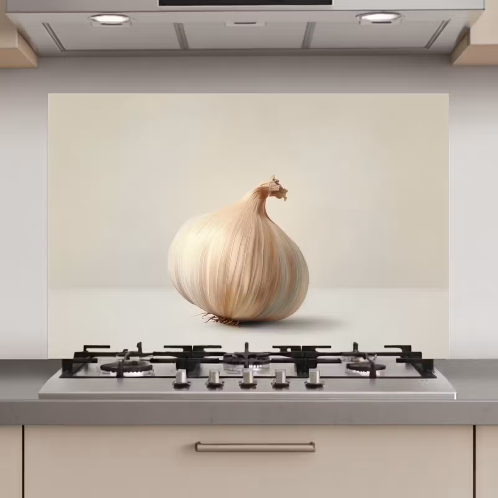 Spatscherm keuken - Knoflook - Natuurlijk - Beige — 1