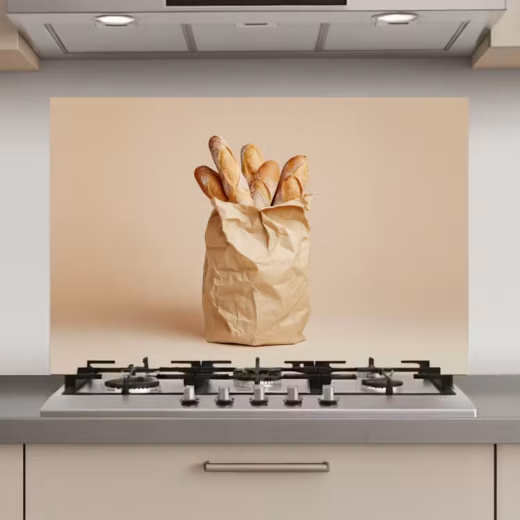 Spatscherm keuken - Baguette - Brood - Stokbrood - Beige — 1