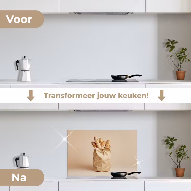 Spatscherm keuken - Baguette - Brood - Stokbrood - Beige — 3