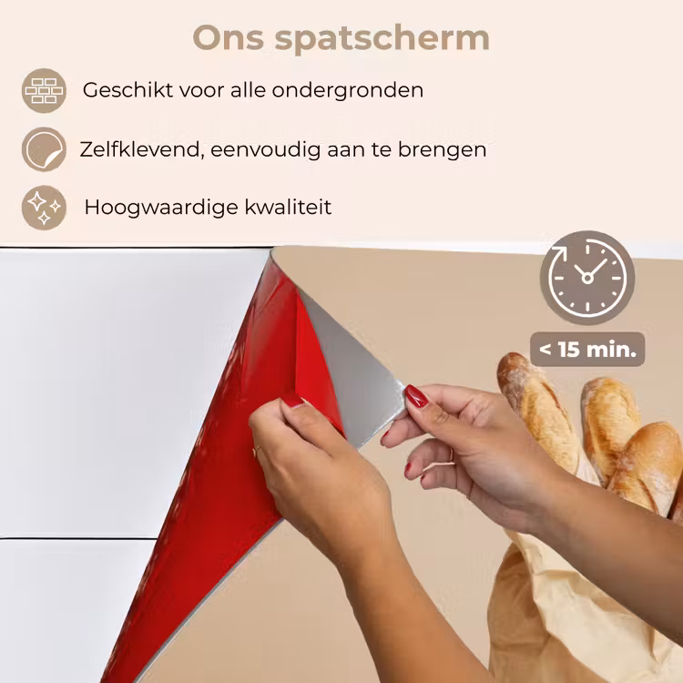 Spatscherm keuken - Baguette - Brood - Stokbrood - Beige — 4