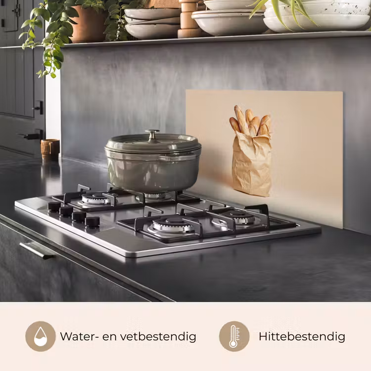 Spatscherm keuken - Baguette - Brood - Stokbrood - Beige — 7