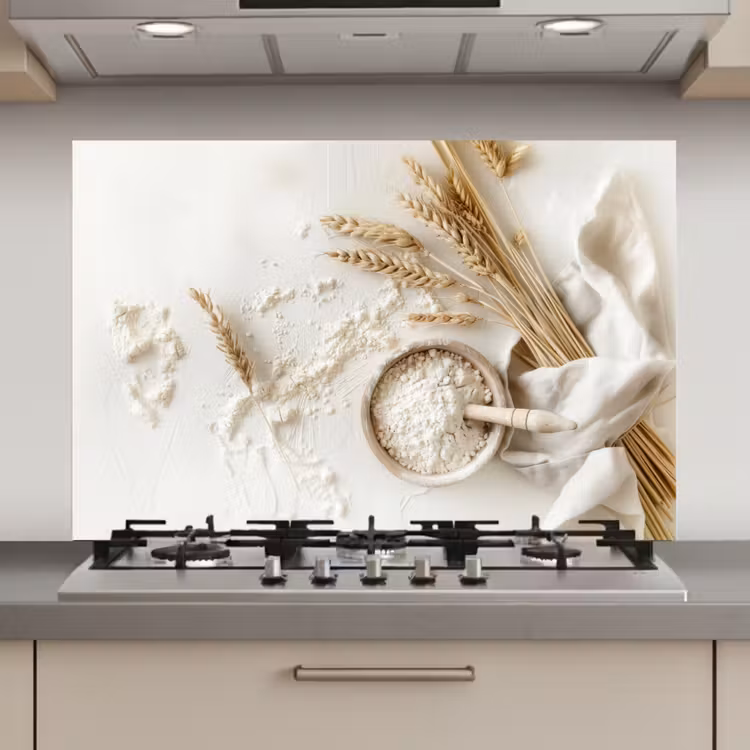 Spatscherm keuken - Bloem - Hout - Tarwe — 1