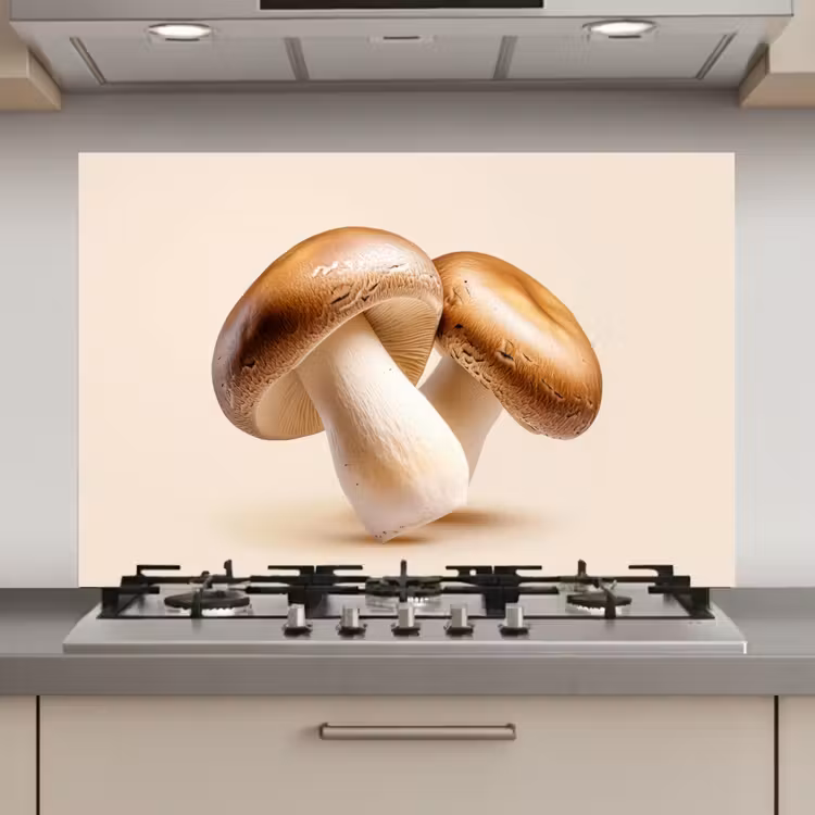 Spatscherm keuken - Champignons - Zacht - Beige — 1