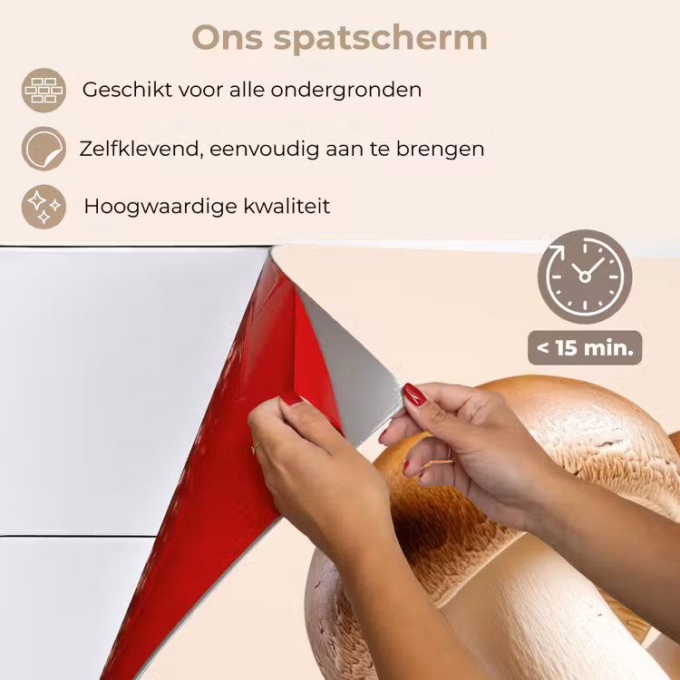 Spatscherm keuken - Champignons - Zacht - Beige — 4