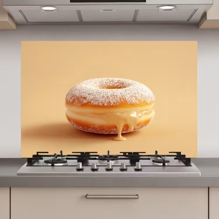 Spatscherm keuken - Donut - Romig - Poedersuiker - Beige — 1