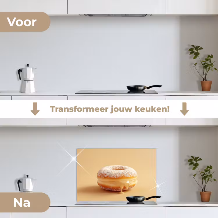 Spatscherm keuken - Donut - Romig - Poedersuiker - Beige — 3