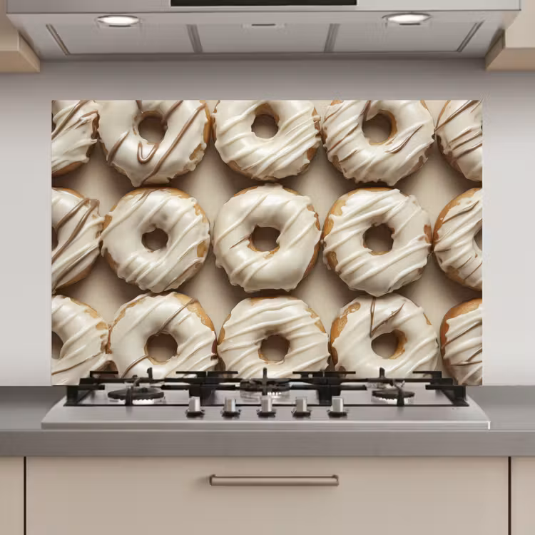 Spatscherm keuken - Donuts - Chocolade - Wit - Beige — 1