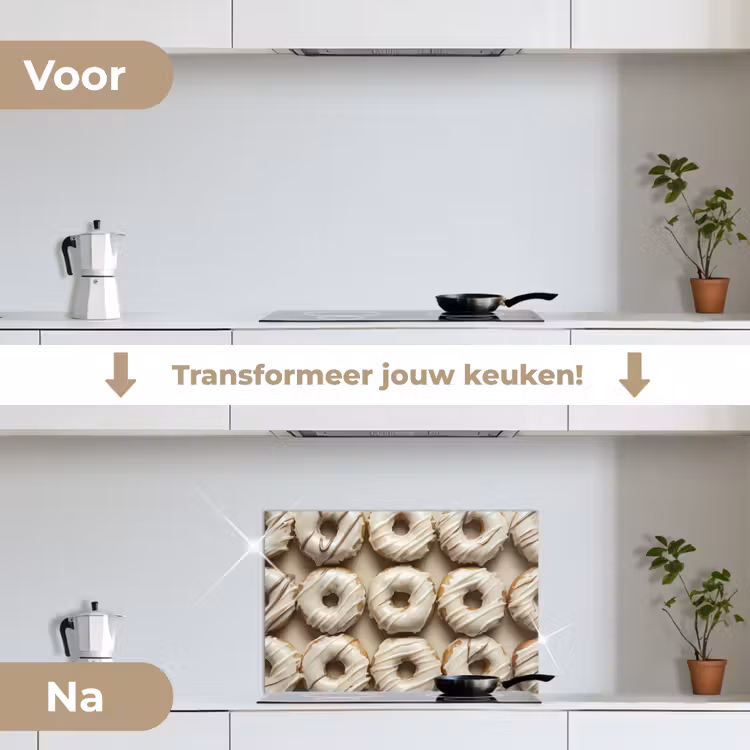 Spatscherm keuken - Donuts - Chocolade - Wit - Beige — 3